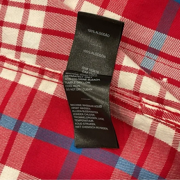 Harley-Davidson Vintage Red, White and Blue Plaid Button-Front Shirt - Picture 12 of 14